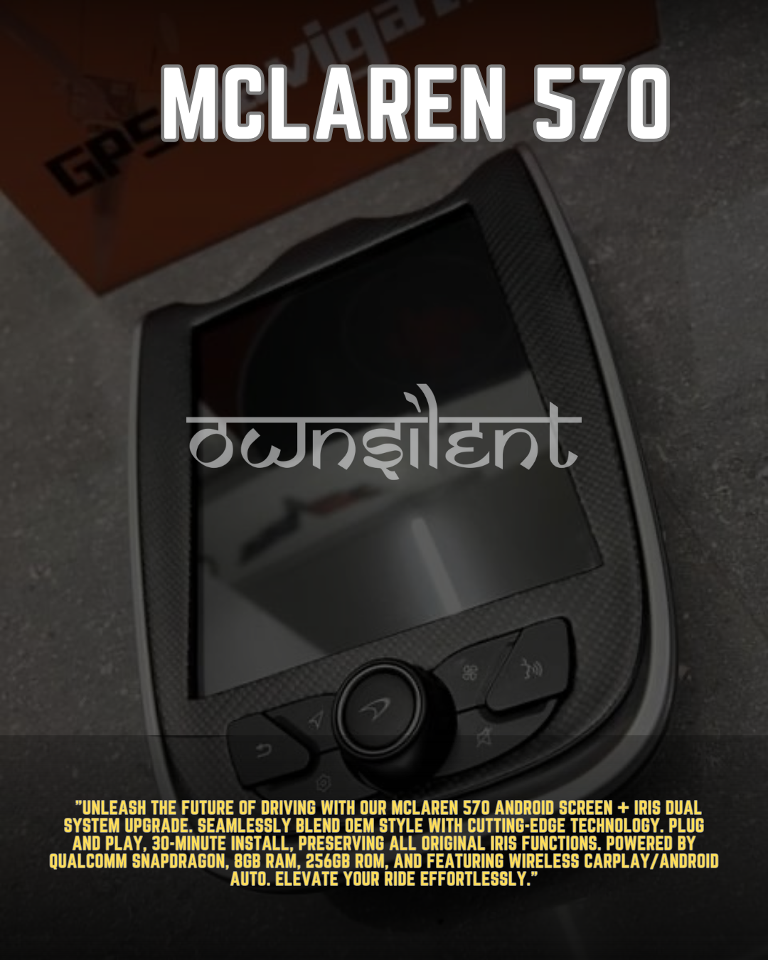 Product Description:
Transform your McLaren driving experience with Own Silent's Android12 8+256GB Radio Upgrade. This cutting-edge stereo system is meticulously crafted for McLaren GT, 570, 540C, and 600LT models, delivering a fusion of advanced technology and unparalleled functionality.

Specifications:
- Built-in WiFi:

Enjoy seamless connectivity on the road, supporting WiFi hotspots for uninterrupted internet access.


- Support for DSP Function:

Immerse yourself in superior audio quality with built-i