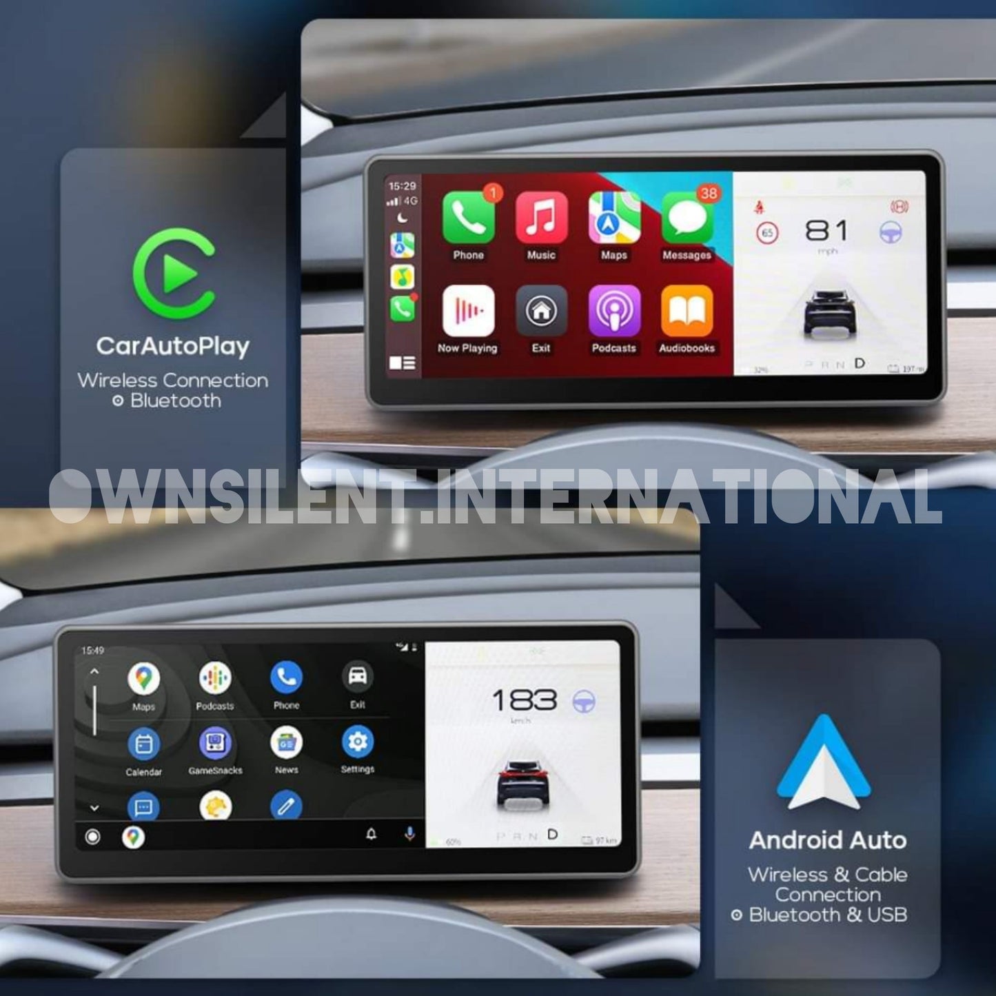 8.9" Digital Instrument Panel for Tesla Model 3 and Model Y Supports Wireless CarPlay and Full-featured Android Auto