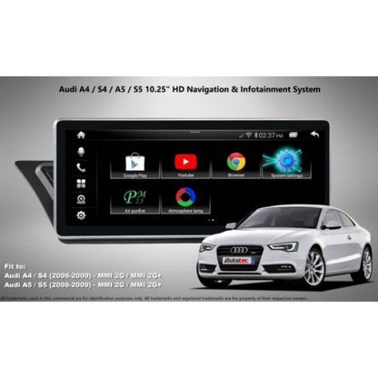 AUDI A4 / A5 (2008 – 2009) OEM FIT 10.25″ HD Touch-Screen Android Navigation System | GPS | BT | Wifi | Camera | CarPlay | MMI 2G | MMI 2G+