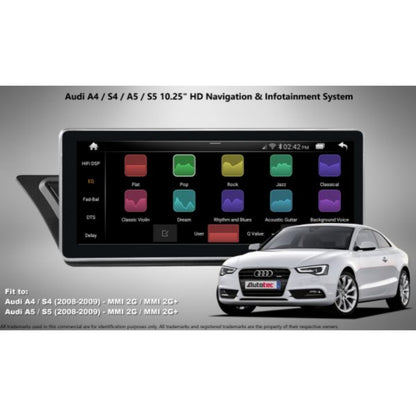 AUDI A4 / A5 (2008 – 2009) OEM FIT 10.25″ HD Touch-Screen Android Navigation System | GPS | BT | Wifi | Camera | CarPlay | MMI 2G | MMI 2G+