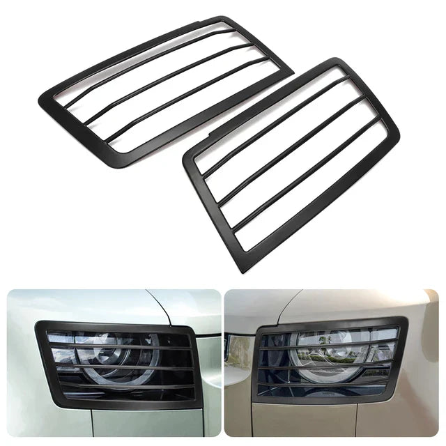 For Land Rover Defender 110 2020 2021 2022 Car Headlight Lampshade Headlamp Lens Cover Protection Net Grill Guard Black Trim