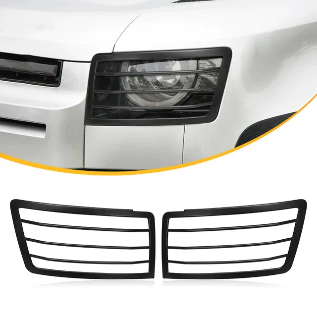 For Land Rover Defender 110 2020 2021 2022 Car Headlight Lampshade Headlamp Lens Cover Protection Net Grill Guard Black Trim