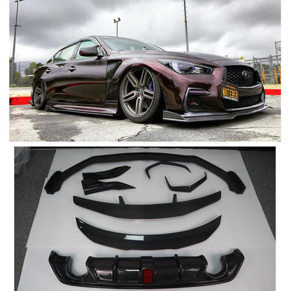 Carbon Fiber Side Skirts Rear Diffuser Spoiler Lip For Infiniti Q60