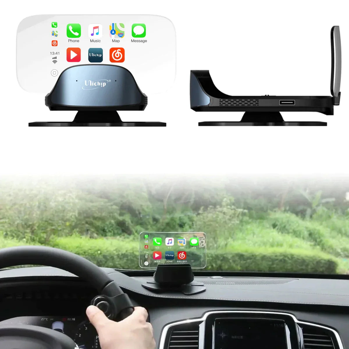 Universal HUD Head Up Display Wireless Apple CarPlay