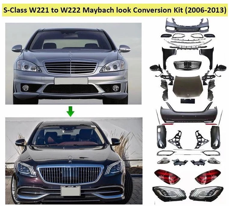 MAYBACH Style Bodykit Upgrade Facelift For 2014-2020 Mercedes Benz S-Class W222