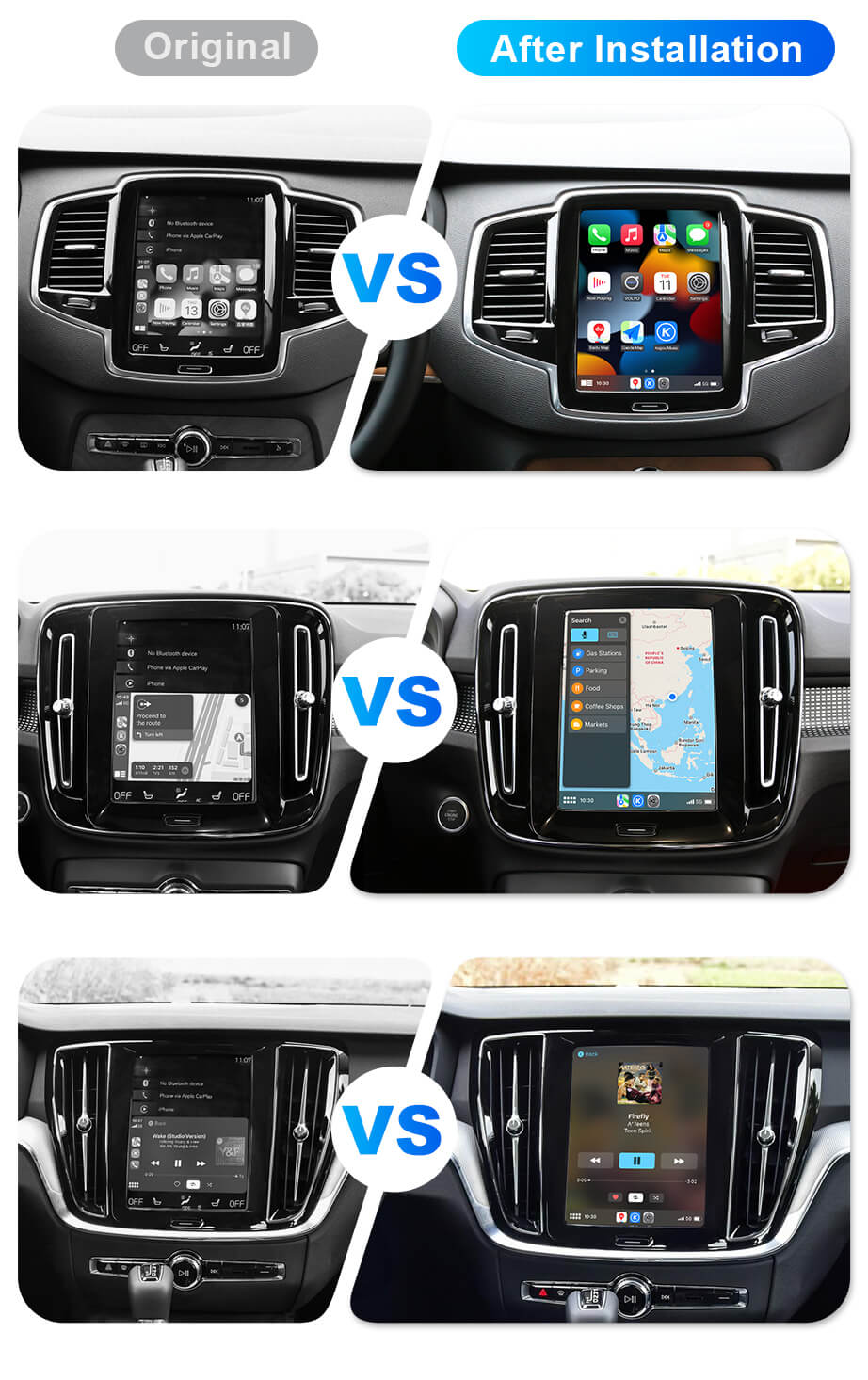 Wireless Apple Carplay For Volvo XC90/XC60/XC40/S90/S60/V60 Full Vertical Screen AI Upgrade