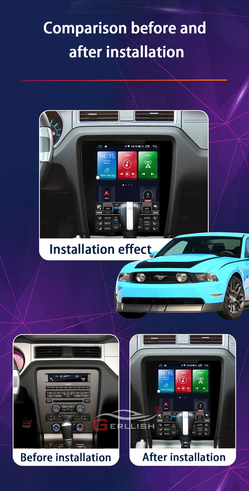 Ford Mustang 2009-15 Android CarPlay UIS7862 Stereo