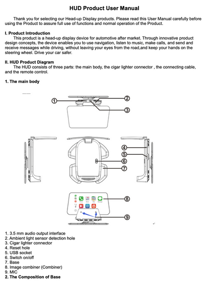 Universal HUD Head Up Display Wireless Apple CarPlay